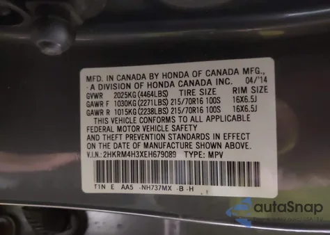 2014 Honda Cr-V Lx из США, поврежденный, VIN 2HKRM4H3XEH679089